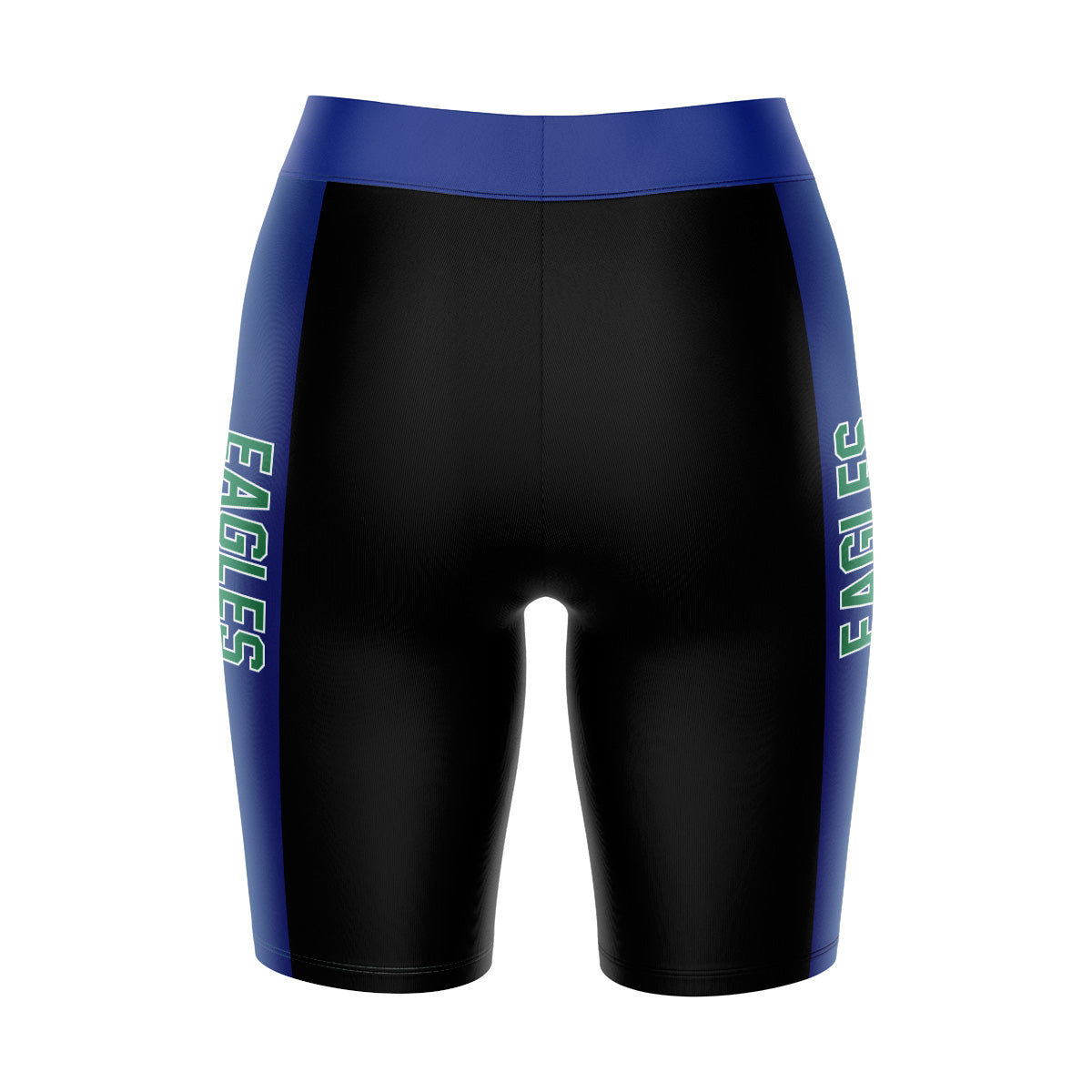 Florida Gulf Coast Eagles Vive La Fete Game Day Logo on Waistband and Blue Stripes Black Women Bike Short 9 Inseam
