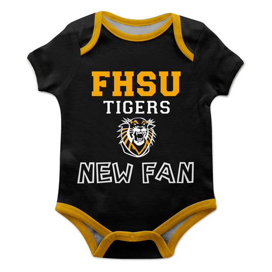 Fort Hays State University Tigers FHSU Black Boys One Piece Jumpsuit Short Sleeve by Vive La Fete