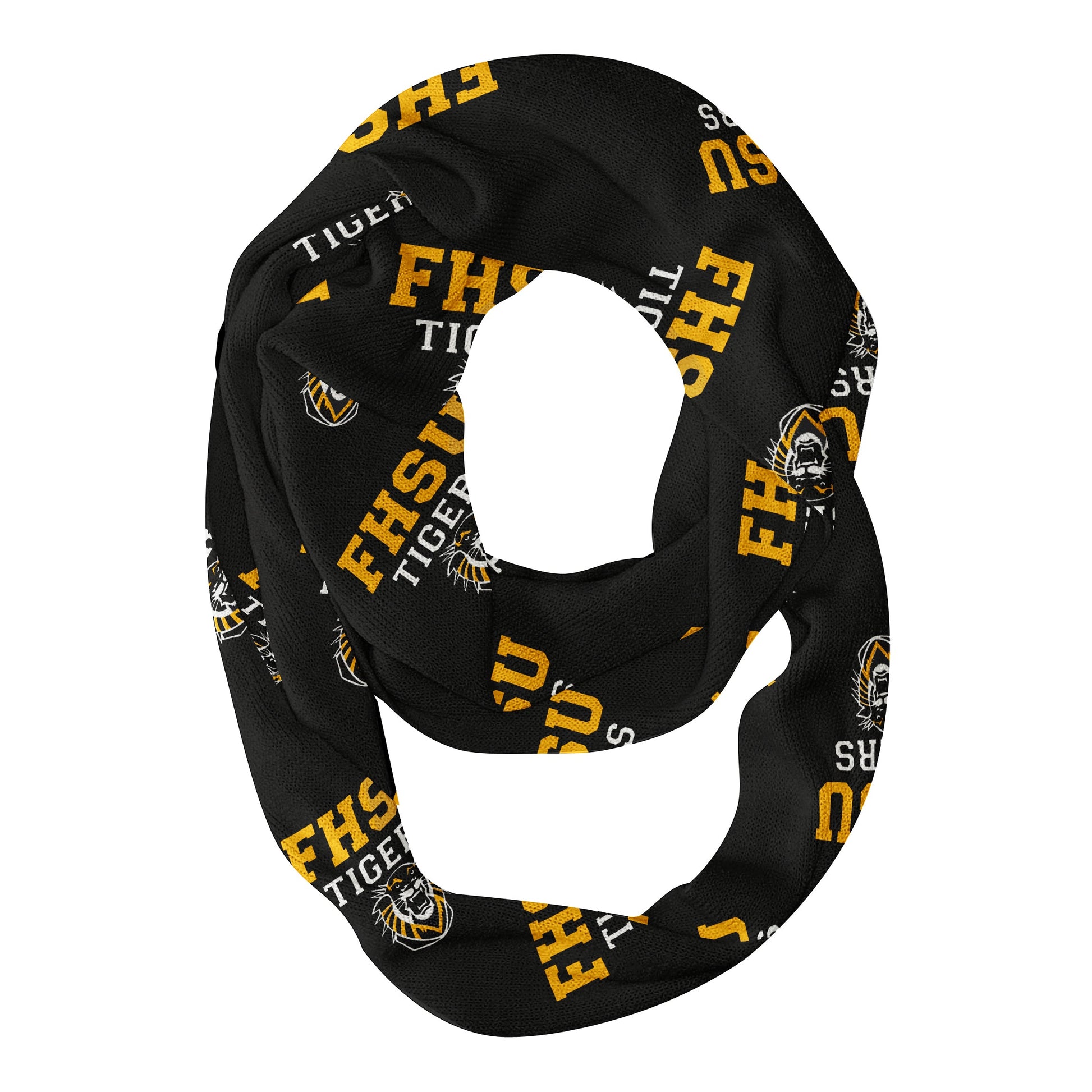 Fort Hays State University Tigers FHSU Infinity Scarf Black All Over Logo - Vive La FÃªte - Online Apparel Store