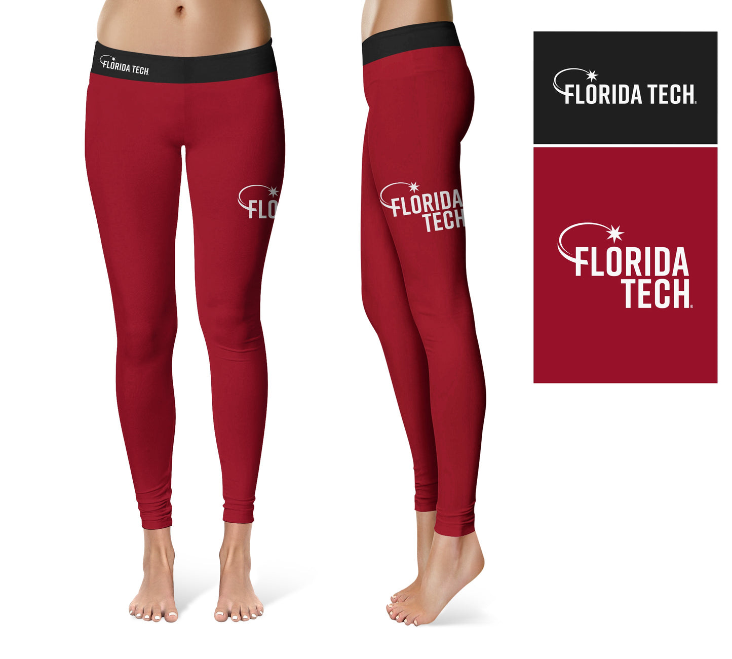 Florida Tech Panthers Vive La Fete Game Day Collegiate Logo on Thigh Red Women Yoga Leggings 2.5 Waist Tights