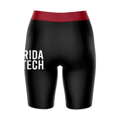 Florida Tech Panthers Vive La Fete Game Day Logo on Thigh and Waistband Black and Red Women Bike Short 9 Inseam