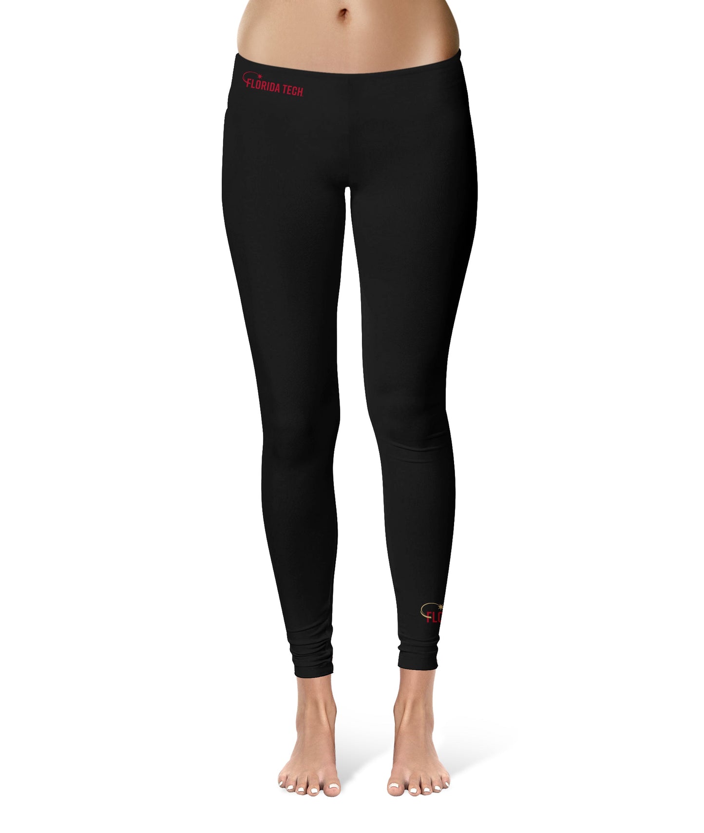 Florida Tech Panthers Vive La Fete Game Day Collegiate Logo at Ankle Women Black Yoga Leggings 2.5 Waist Tights