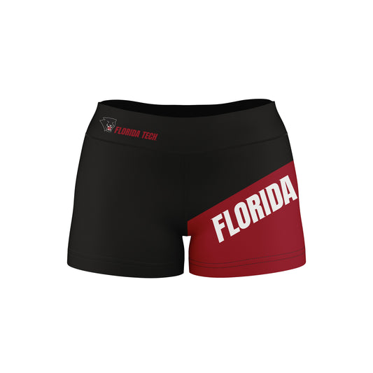 Florida Tech Panthers Vive La Fete Game Day Collegiate Leg Color Block Women Black Red Optimum Yoga Short