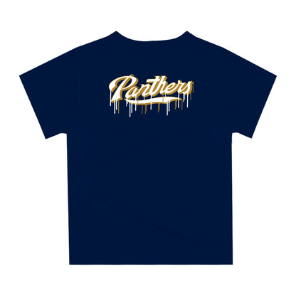 Florida International Panthers Original Dripping Football Helmet Navy T-Shirt by Vive La Fete