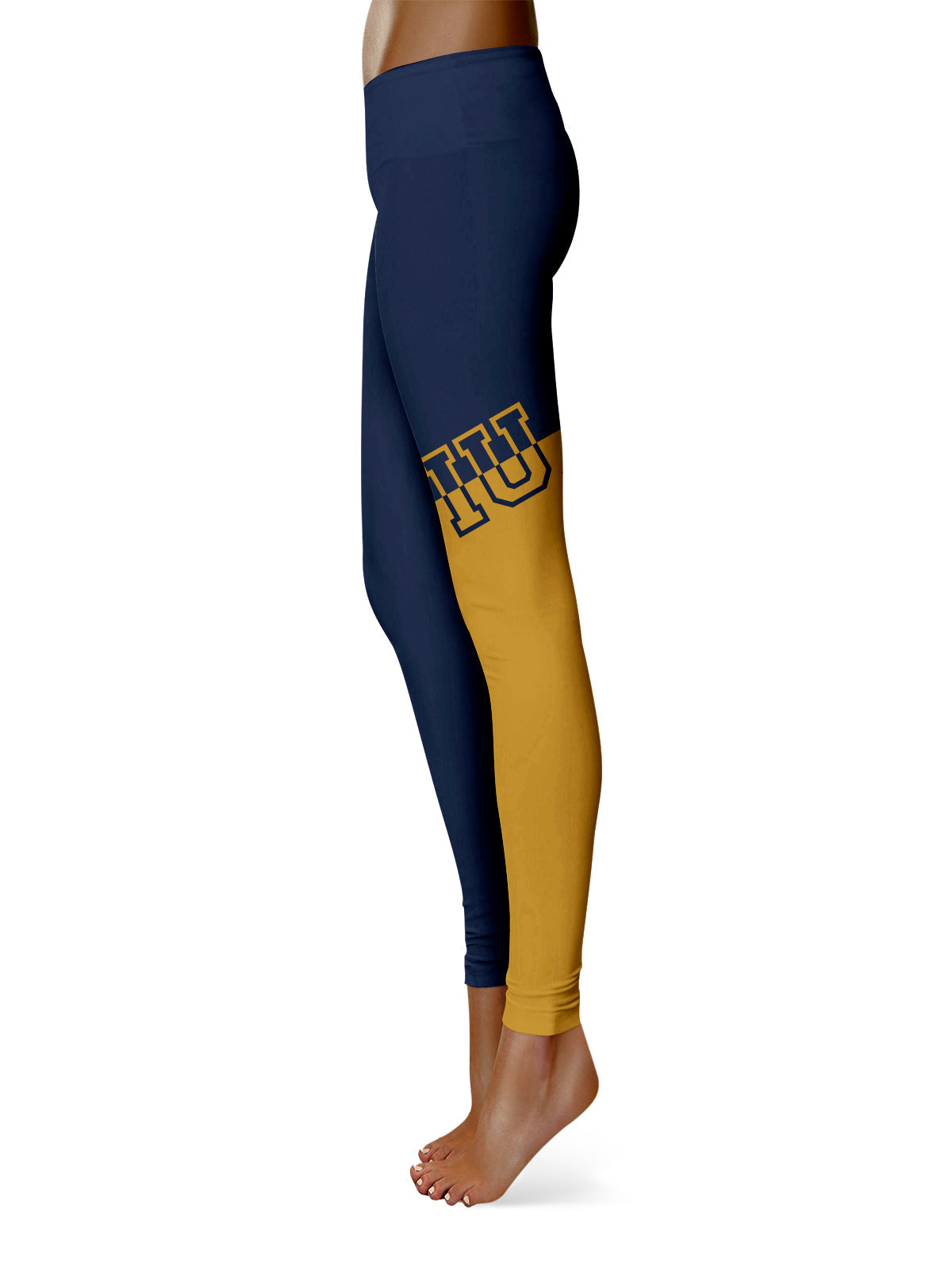 FIU Panthers Vive La Fete Game Day Collegiate Leg Color Block Women Navy Gold Yoga Leggings