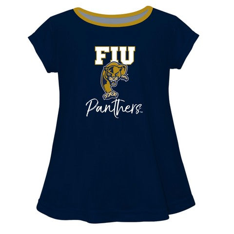 FIU Solid Blue Gilrs Laurie Top Short Sleeve by Vive La Fete
