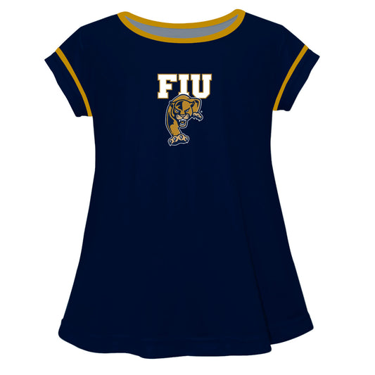 FIU Solid Blue Girls Laurie Top Short Sleeve by Vive La Fete