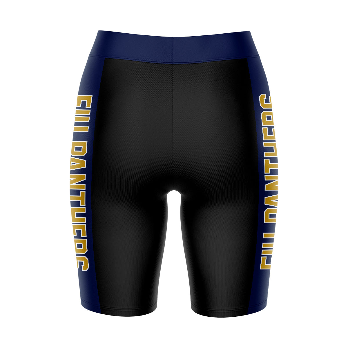 FIU Panthers Vive La Fete Game Day Logo on Waistband and Navy Stripes Black Women Bike Short 9 Inseam