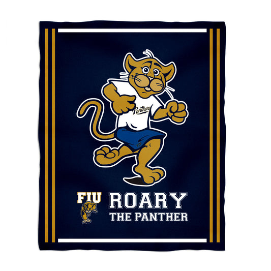 Florida International Panthers Kids Game Day Navy Plush Soft Minky Blanket 36 x 48 Mascot