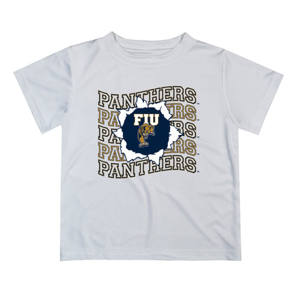 Florida International Panthers Vive La Fete  White Art V1 Short Sleeve Tee Shirt