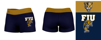 FIU Panthers Vive La Fete Logo on Thigh & Waistband  Blue Gold Women Yoga Booty Workout Shorts 3.75 Inseam - Vive La F̻te - Online Apparel Store