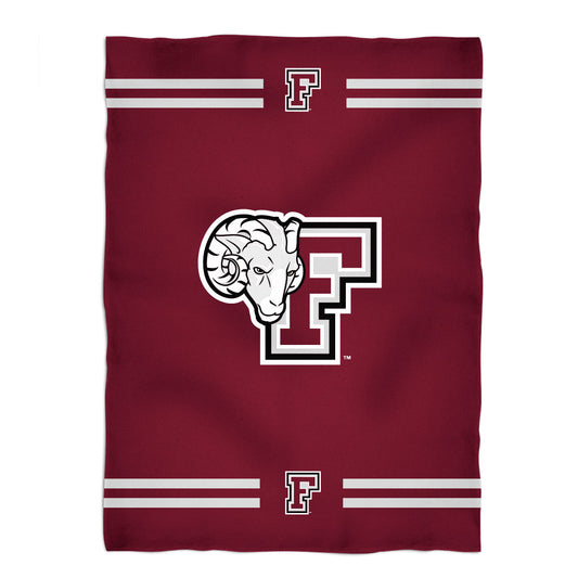 Fordham Rams Game Day Soft Premium Fleece Maroon Throw Blanket 40 x 58 Logo and Stripes