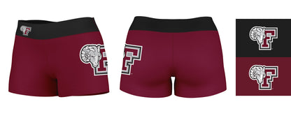 Fordham Rams Vive La Fete Game Day Logo on Thigh & Waistband Black & Maroon Women Yoga Booty Workout Shorts 3.75 Inseam" - Vive La F̻te - Online Apparel Store