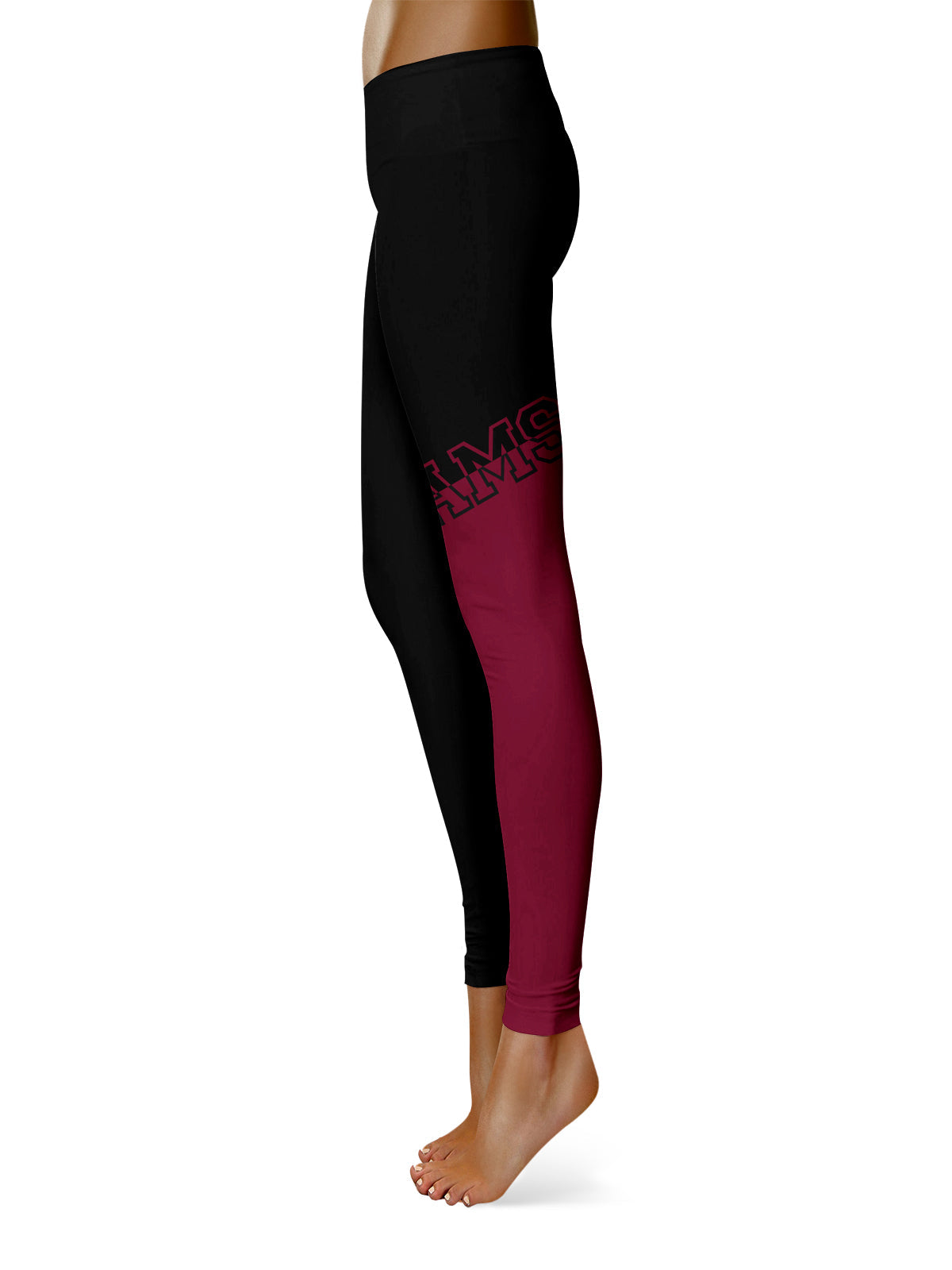 Fordham Rams Vive La Fete Game Day Collegiate Leg Color Block Women Black Maroon Yoga Leggings