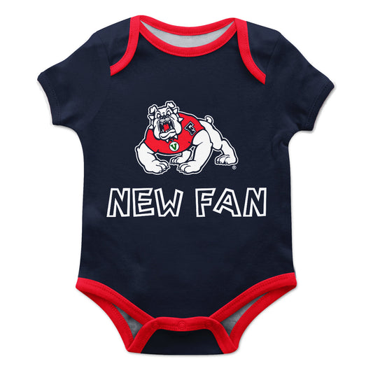 Fresno State Bulldogs Infant Game Day Navy Short Sleeve One Piece Jumpsuit New Fan Mascot Bodysuit by Vive La Fete