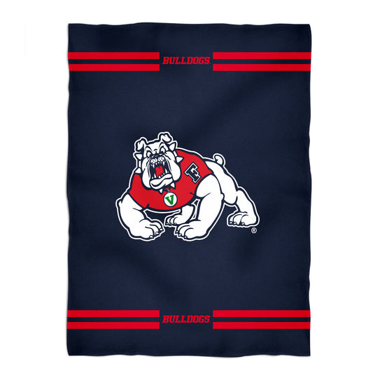 Fresno State Bulldogs Game Day Soft Premium Fleece Navy Throw Blanket 40 x 58 Logo and Stripes