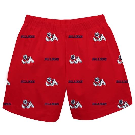 Fresno State Bulldogs Boys Game Day Elastic Waist Classic Play Red Pull On Shorts