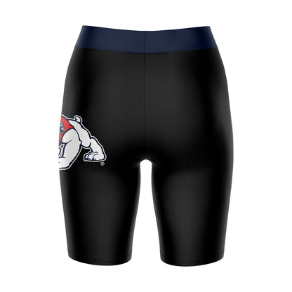 Fresno State Bulldogs Vive La Fete Game Day Logo on Thigh and Waistband Black and Navy Women Bike Short 9 Inseam"