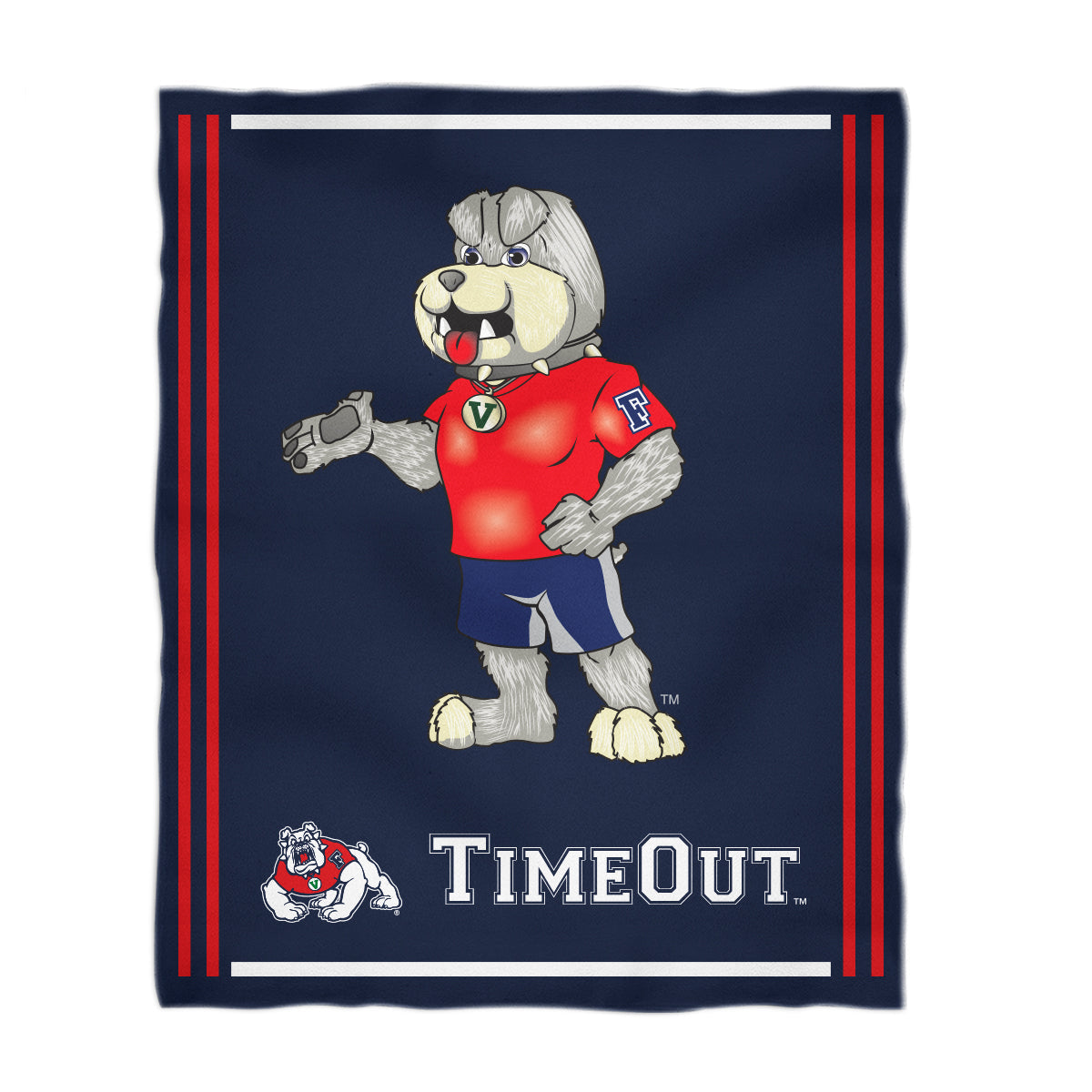 Fresno State Bulldogs Kids Game Day Navy Plush Soft Minky Blanket 36 x 48 Mascot