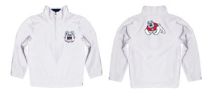 Fresno State Bulldogs Game Day Solid White Quarter Zip Pullover for Infants Toddlers by Vive La Fete