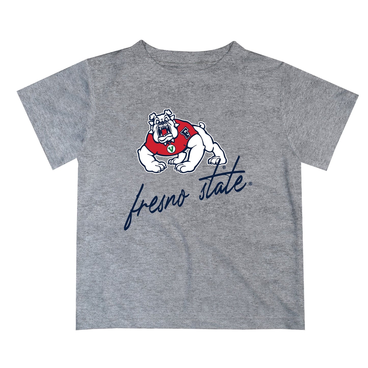 Fresno State Bulldogs Vive La Fete Script V1 Gray Short Sleeve Tee Shirt