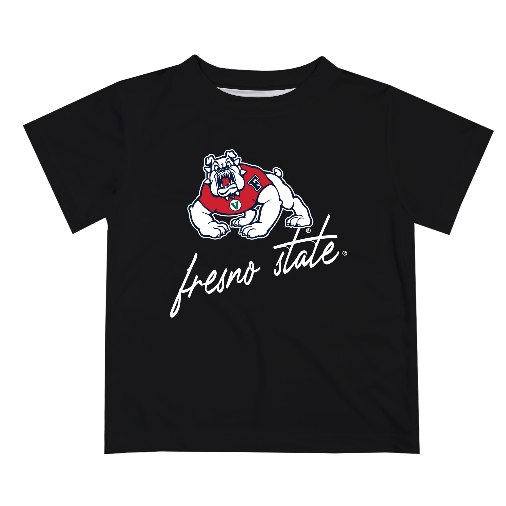 Fresno State Bulldogs Vive La Fete Script V1 Black Short Sleeve Tee Shirt