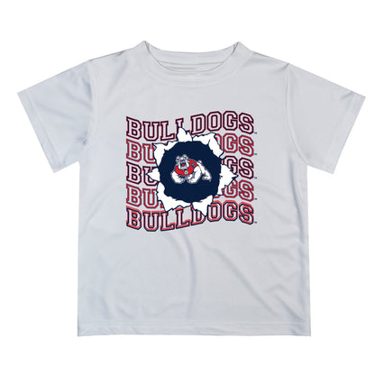 Fresno State Bulldogs Vive La Fete  White Art V1 Short Sleeve Tee Shirt