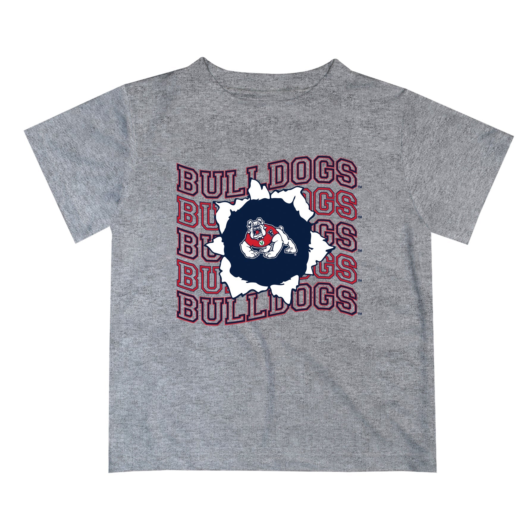 Fresno State Bulldogs Vive La Fete  Gray Art V1 Short Sleeve Tee Shirt