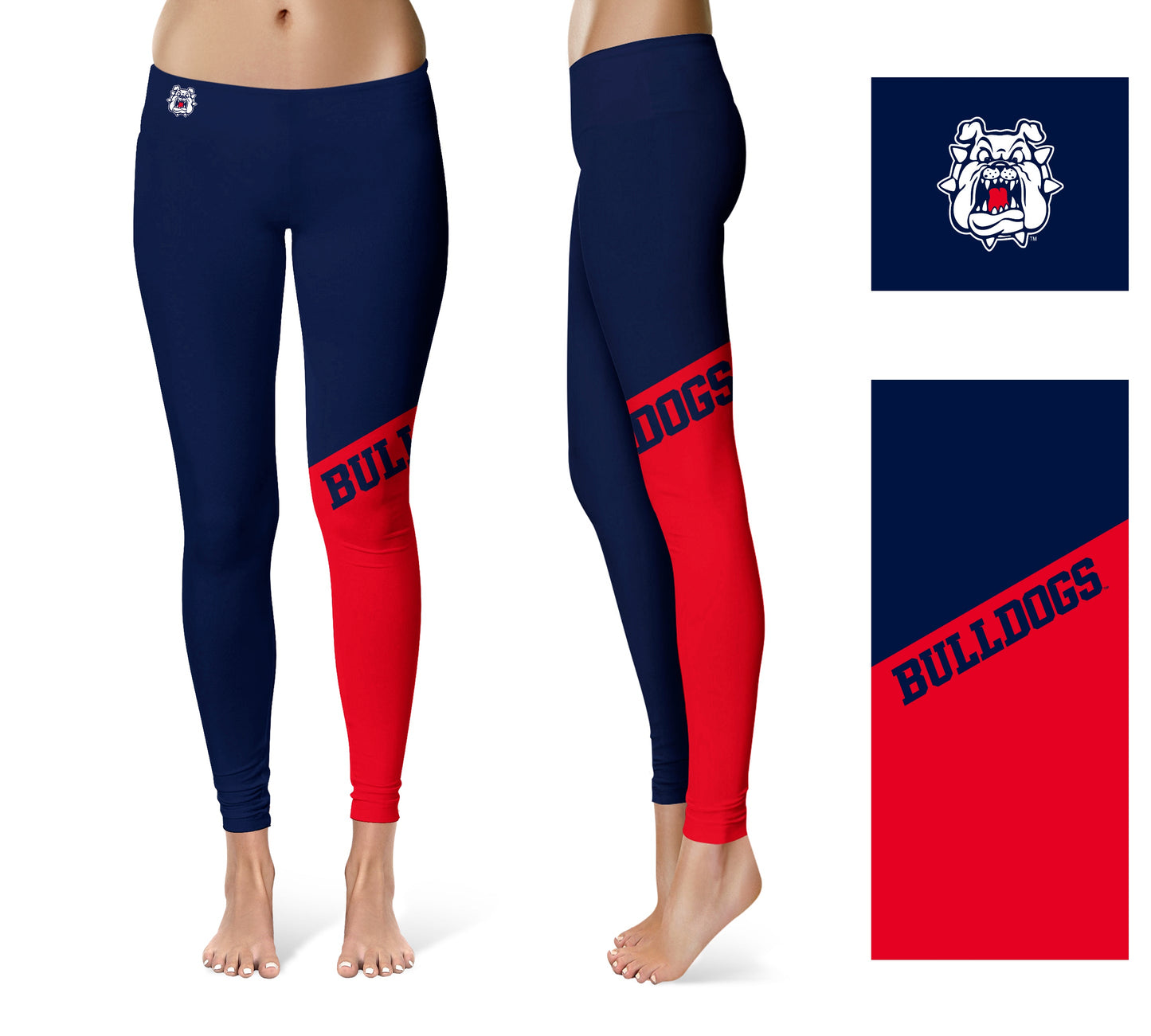 Fresno State Bulldogs Vive La Fete Game Day Collegiate Leg Color Block Women Blue Red Yoga Leggings