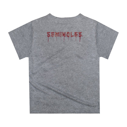 Florida State Seminoles Original Dripping Football Helmet Heather Gray T-Shirt by Vive La Fete