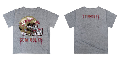 Florida State Seminoles Original Dripping Football Helmet Heather Gray T-Shirt by Vive La Fete