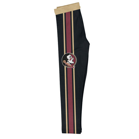 Florida State Seminoles Gold Waist Maroon And Gold Stripes Black Leggings