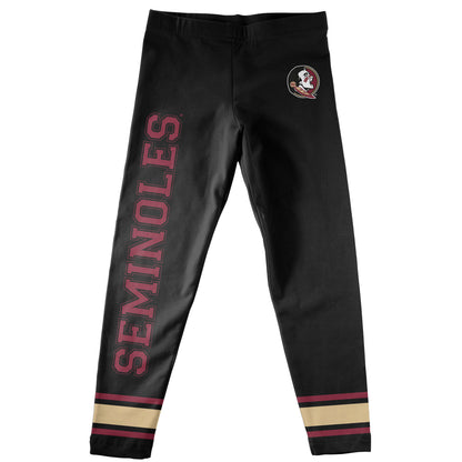 Florida State Seminoles Verbiage And Logo Black Stripes Leggings