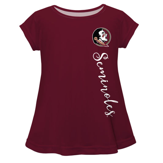 Florida State Seminoles Garnet Solid Short Sleeve Girls Laurie Top by Vive La Fete