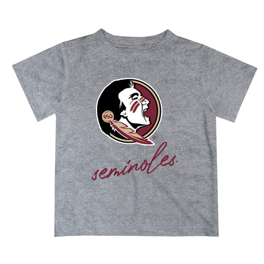 Florida State Seminoles Vive La Fete Script V1 Gray Short Sleeve Tee Shirt