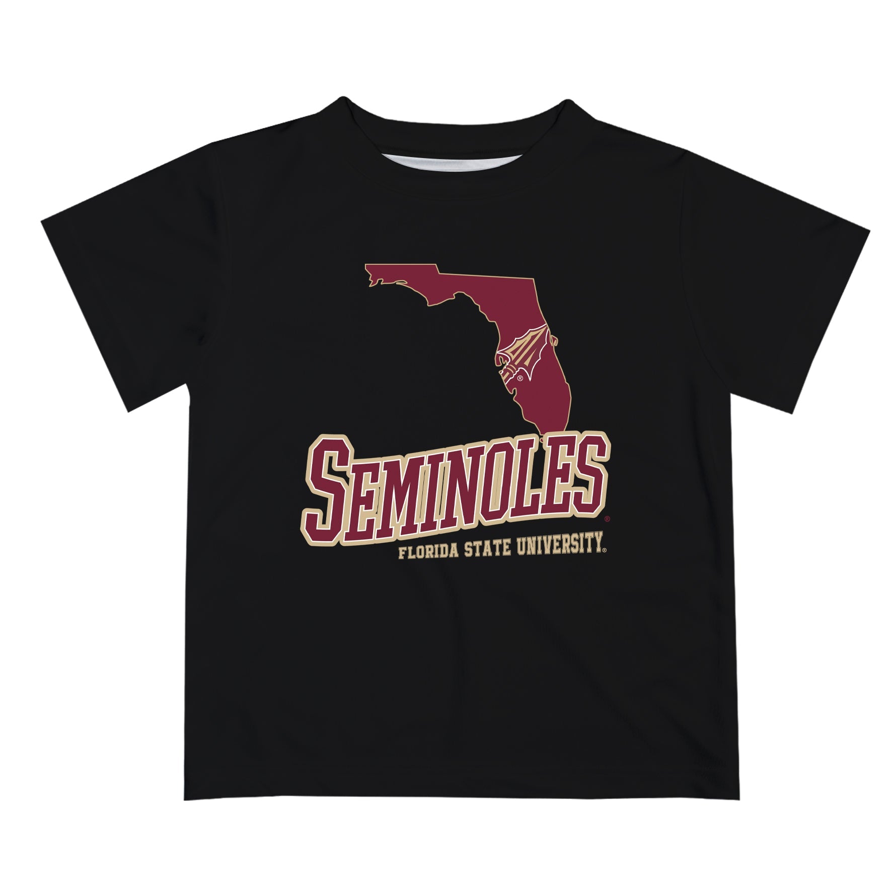 Florida State Seminoles Vive La Fete State Map Black Short Sleeve Tee Shirt