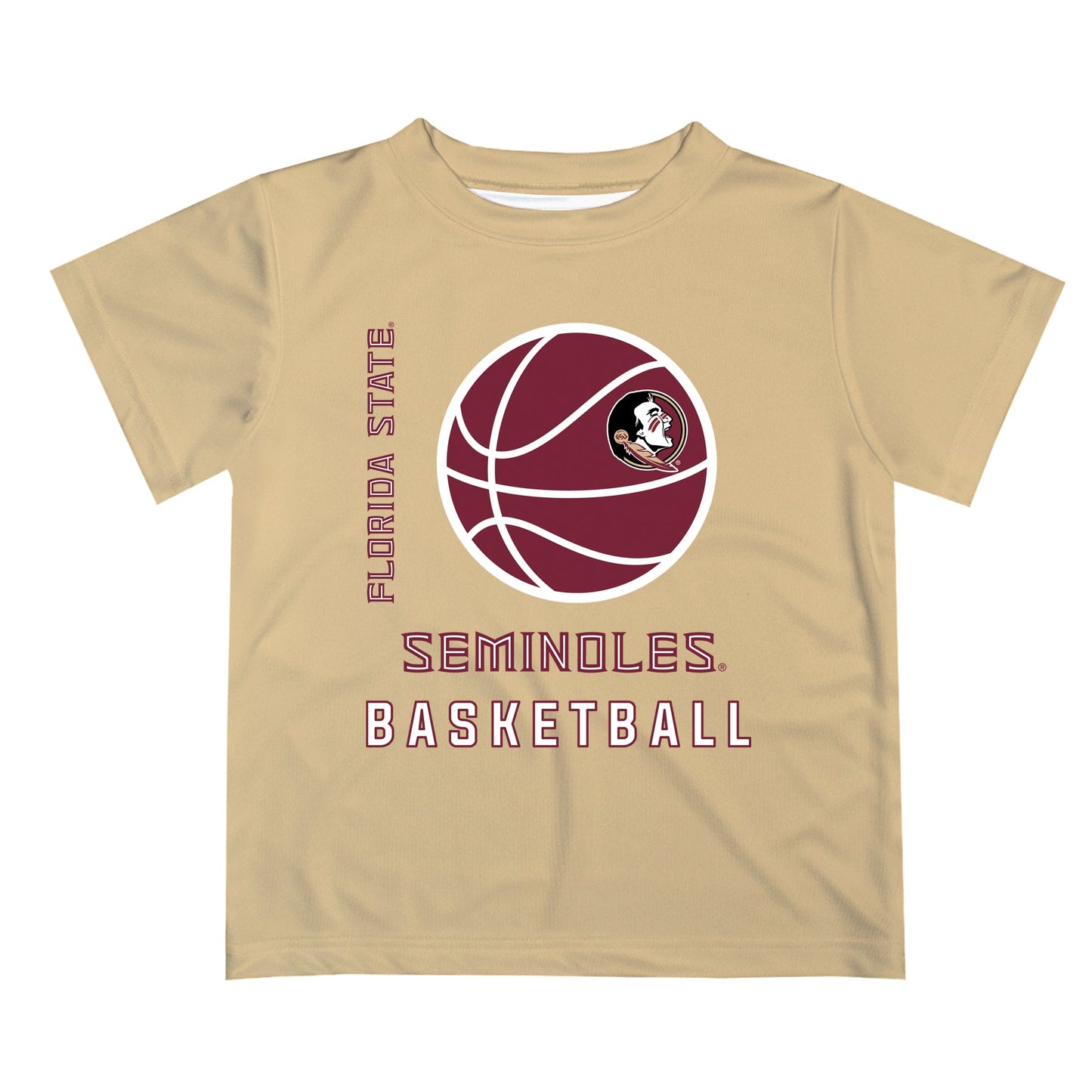 Florida State Seminoles Vive La Fete Basketball V1 Gold Short Sleeve Tee Shirt