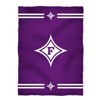 Furman Paladins Game Day Soft Premium Fleece Purple Throw Blanket 40 x 58 Logo and Stripes