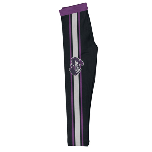 Furman Paladins Purple Waist Gray And Purple Stripes Black Leggings