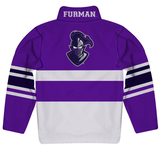 Mouseover Image, Furman Paladins Logo Stripes Purple Long Sleeve Quarter Zip Sweatshirt by Vive La Fete