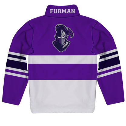 Furman Paladins Logo Stripes Purple Long Sleeve Quarter Zip Sweatshirt by Vive La Fete