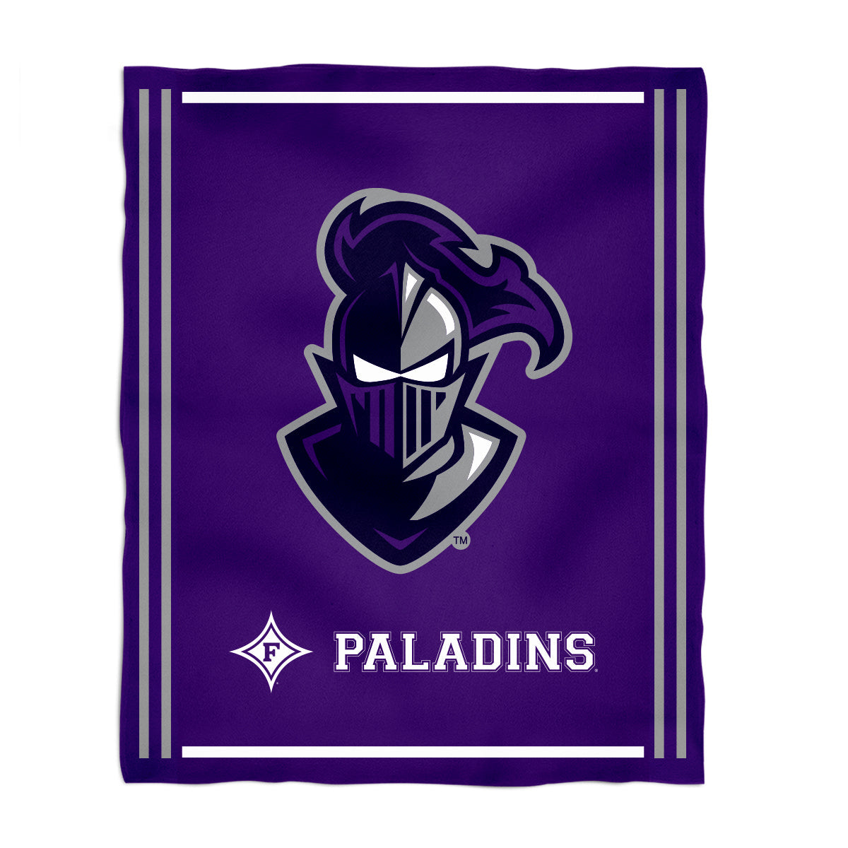 Furman Paladins Kids Game Day Purple Plush Soft Minky Blanket 36 x 48 Mascot