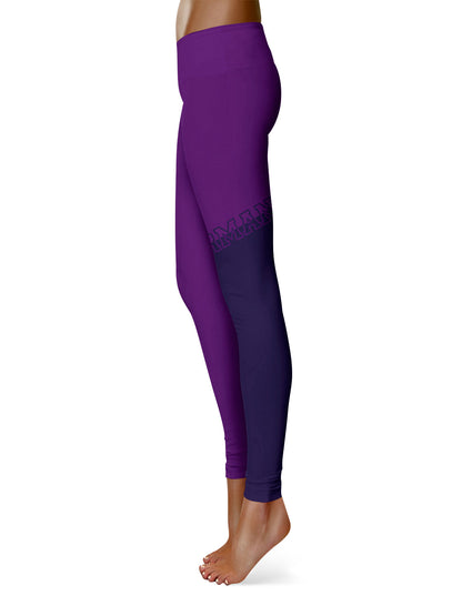 Furman Paladins Vive La Fete Game Day Collegiate Leg Color Block Women Purple Yoga Leggings