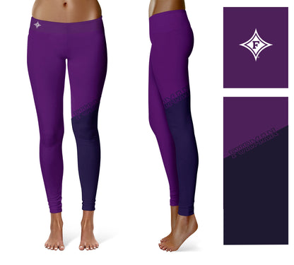 Furman Paladins Vive La Fete Game Day Collegiate Leg Color Block Women Purple Yoga Leggings