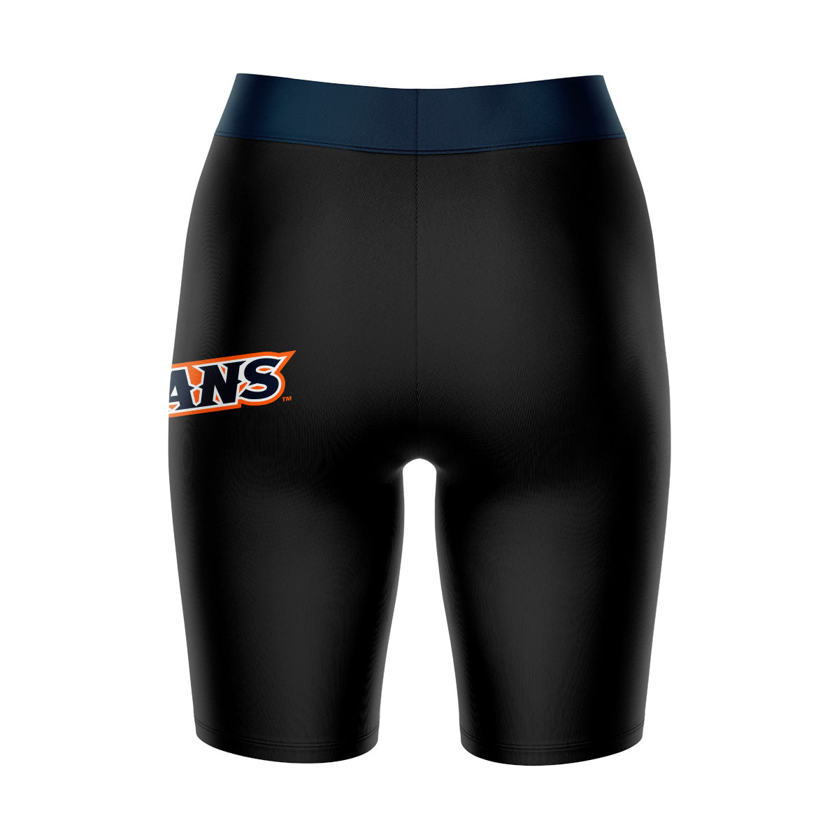 Cal State Fullerton Titans CSUF Vive La Fete Logo on Thigh & Waistband Black & Navy Women Bike Short 9 Inseam"