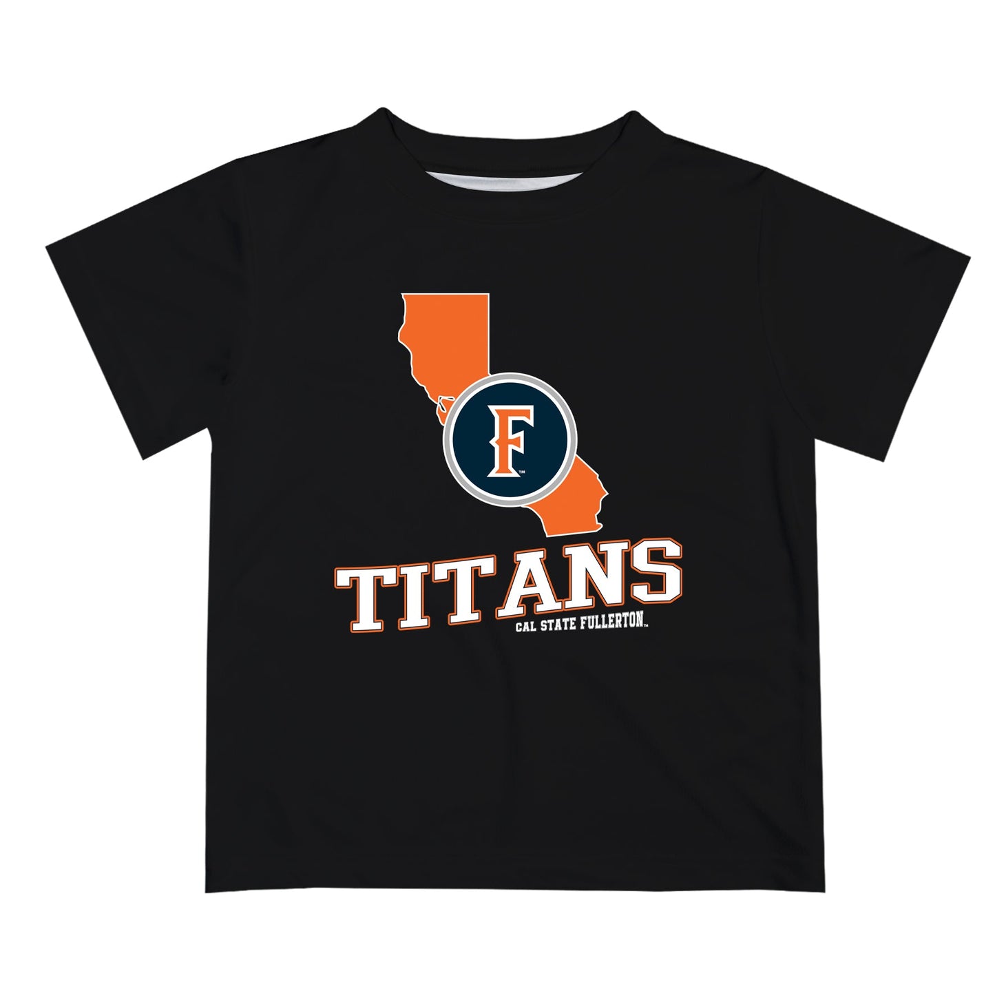 Cal State Fullerton Titans CSUF Vive La Fete State Map Black Short Sleeve Tee Shirt