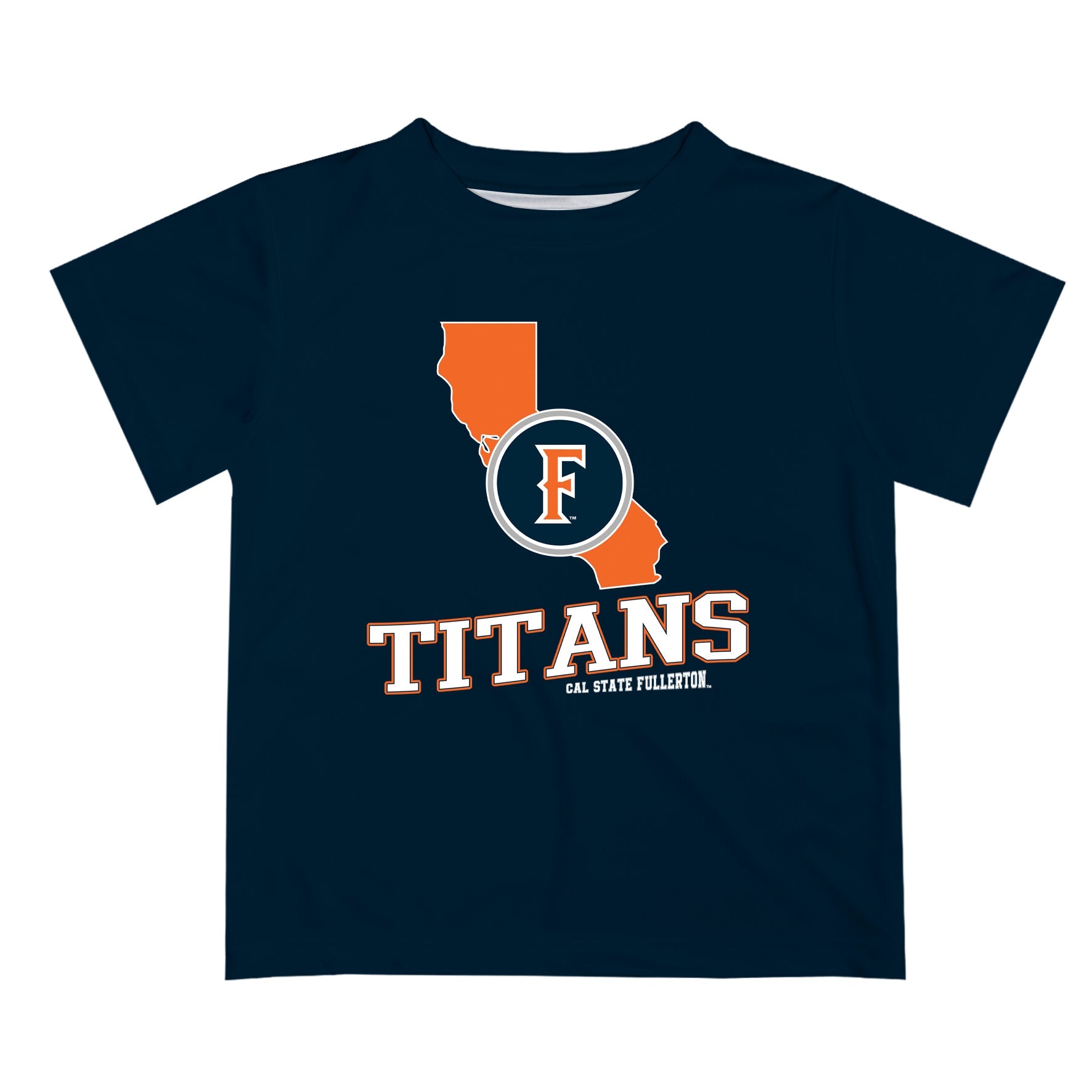 Cal State Fullerton Titans CSUF Vive La Fete State Map Blue Short Sleeve Tee Shirt