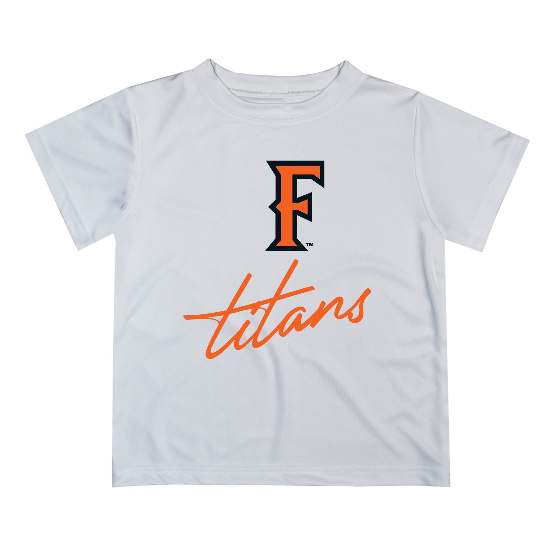 Cal State Fullerton Titans CSUF Script White Short Sleeve Tee Shirt by Vive La Fete