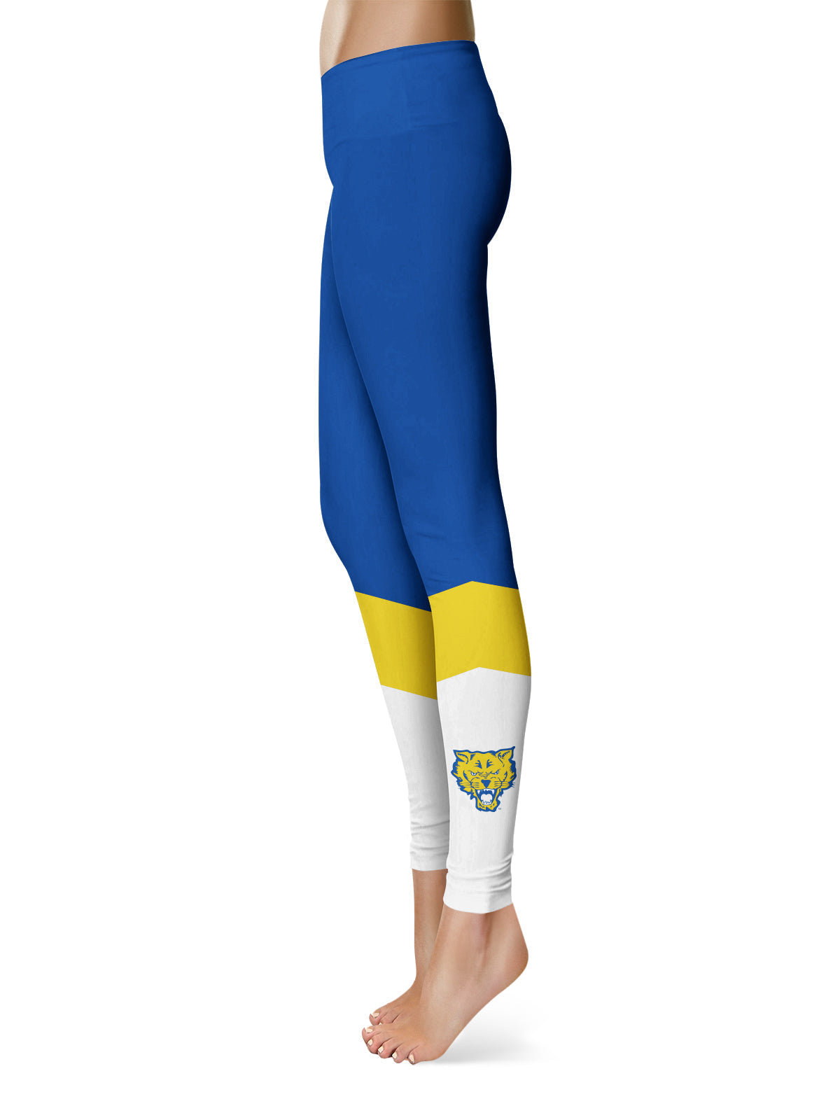 Fort Valley State Wildcats FVSU Vive La Fete Game Day Collegiate Ankle Color Block Women Blue White Yoga Leggings