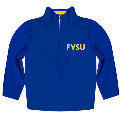 Fort Valley State Wildcats FVSU Game Day Solid Blue Quarter Zip Pullover for Infants Toddlers by Vive La Fete